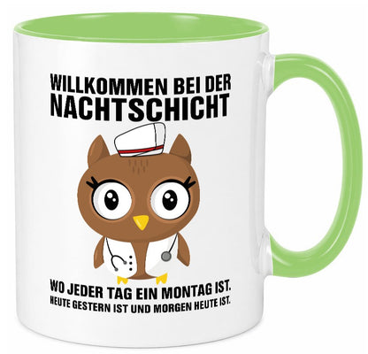 Nachtschicht | müde Eule Sanitäter Krankenschwester Humor Geschenkidee Tasse