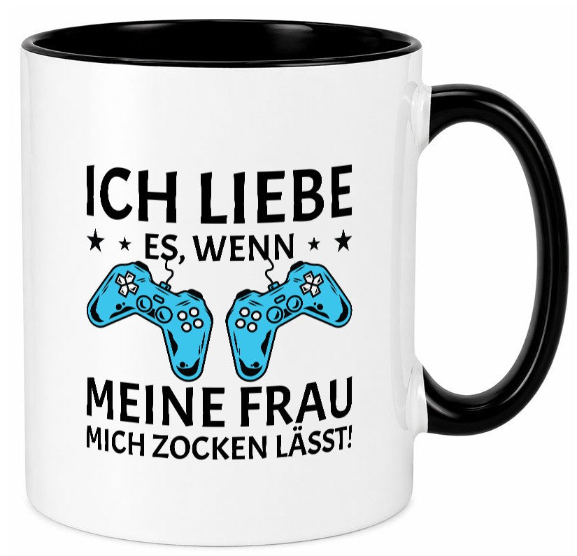 Ich liebe es zu zocken | Controller Sterne lustiger Spruch Geschenk Humor Tasse