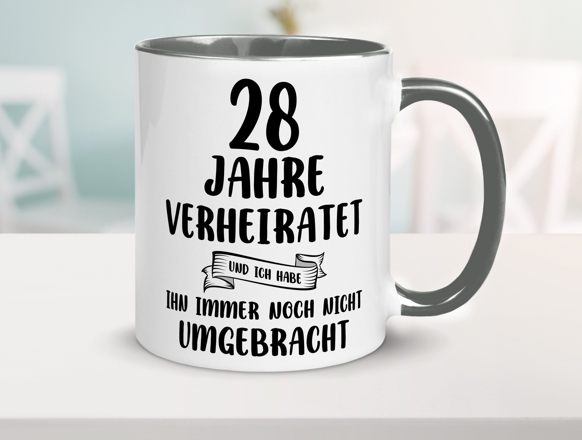 28 Jahre Verheiratet, immer noch am Leben! Geschenkidee Humor Tasse
