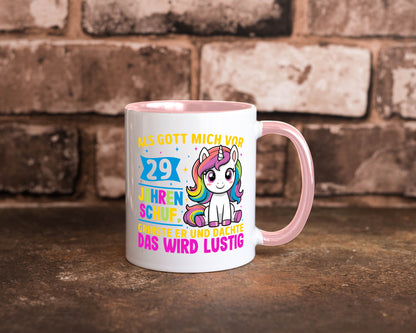 29. Geburtstag | Als Gott mich schuf 40 Jahre v2 Humor Geschenkidee Tasse