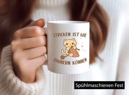 Stricken ist wie zaubern können | Strickschal Teddy Humor Geschenkidee Tasse