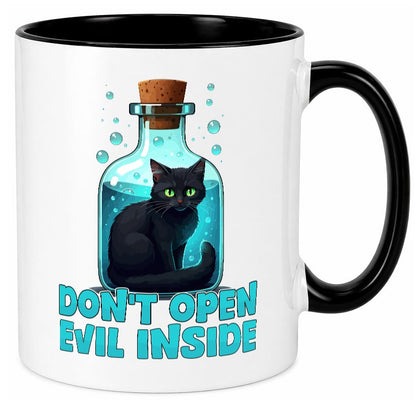 Dont open Evil inside | Böse Katze Schwarze Geschenkidee Tierliebhaber Humor Tasse
