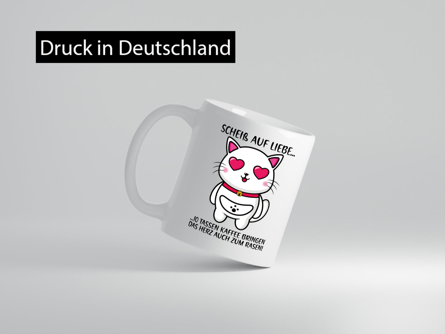 Scheiß auf Liebe | Katze mit Herzen Kaffee Kaffeetrinker Geschenkidee
