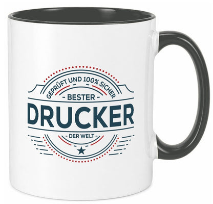Geprüft und sicher: Drucker | Druckerei Print Medien Geschenk Humor Tasse