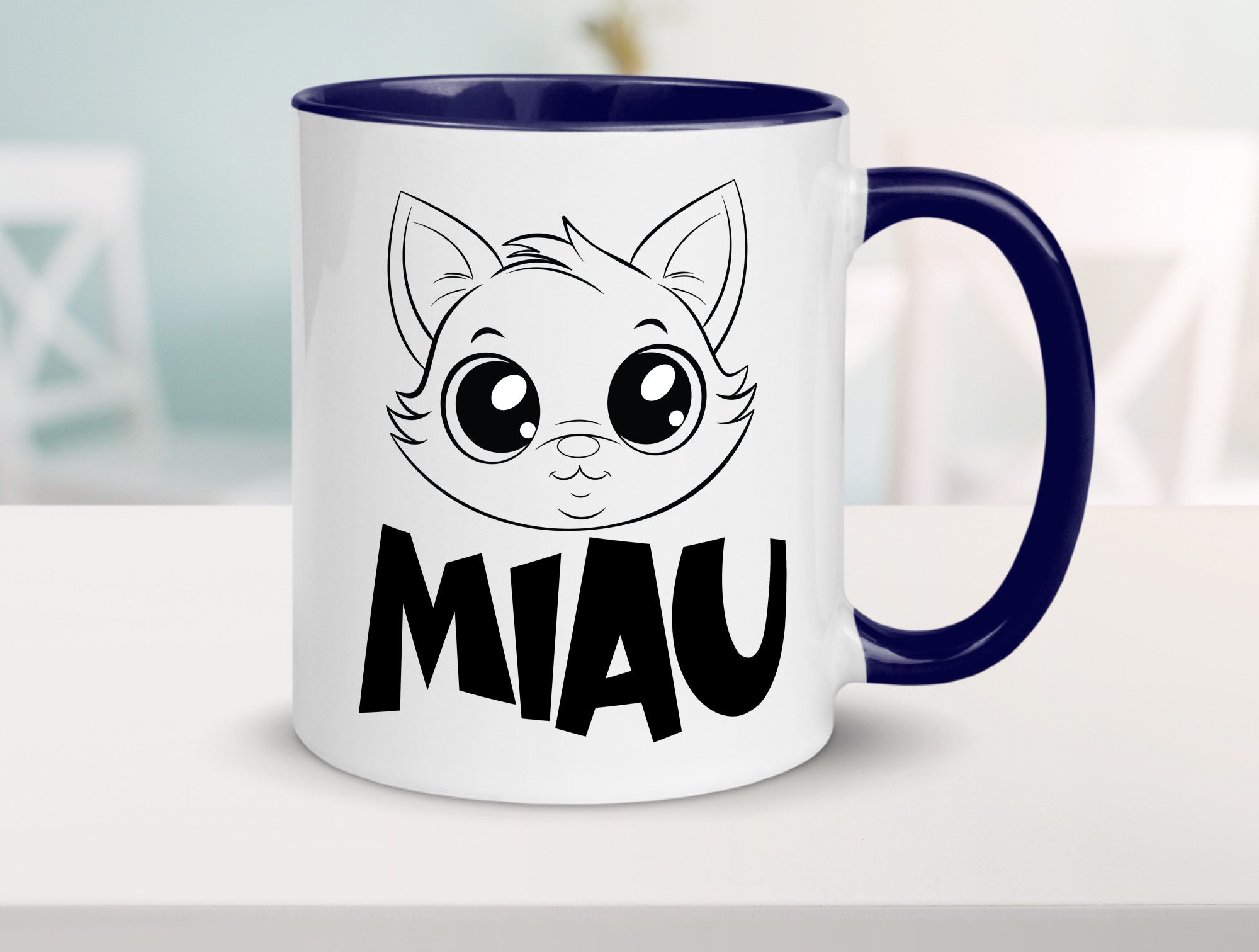 Miau | Katze Geschenkidee Tierliebhaber Humor Tasse