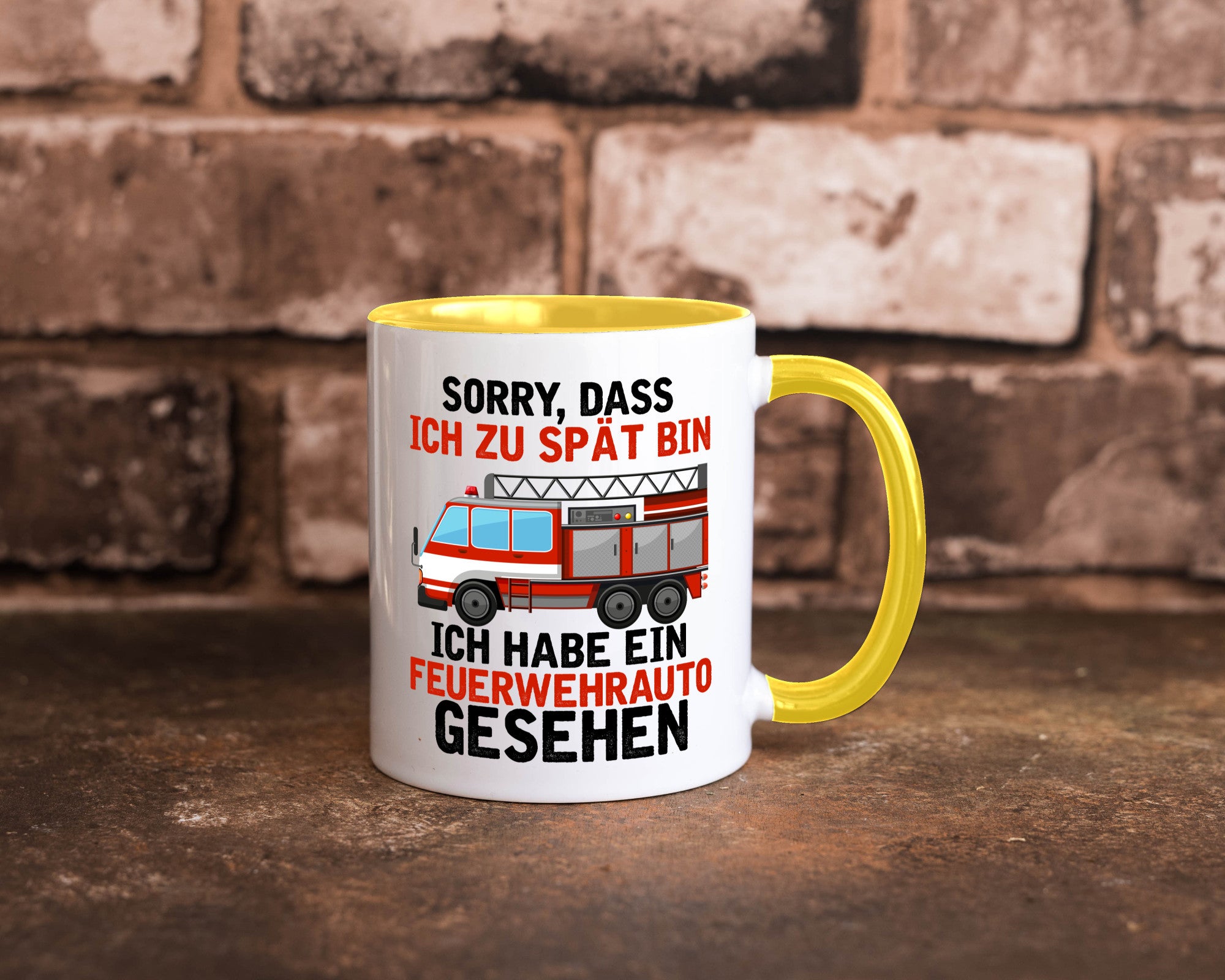 Ich hab ein feuerwehrauto gesehen | lustig Humor Geschenkidee Geschenk Tasse