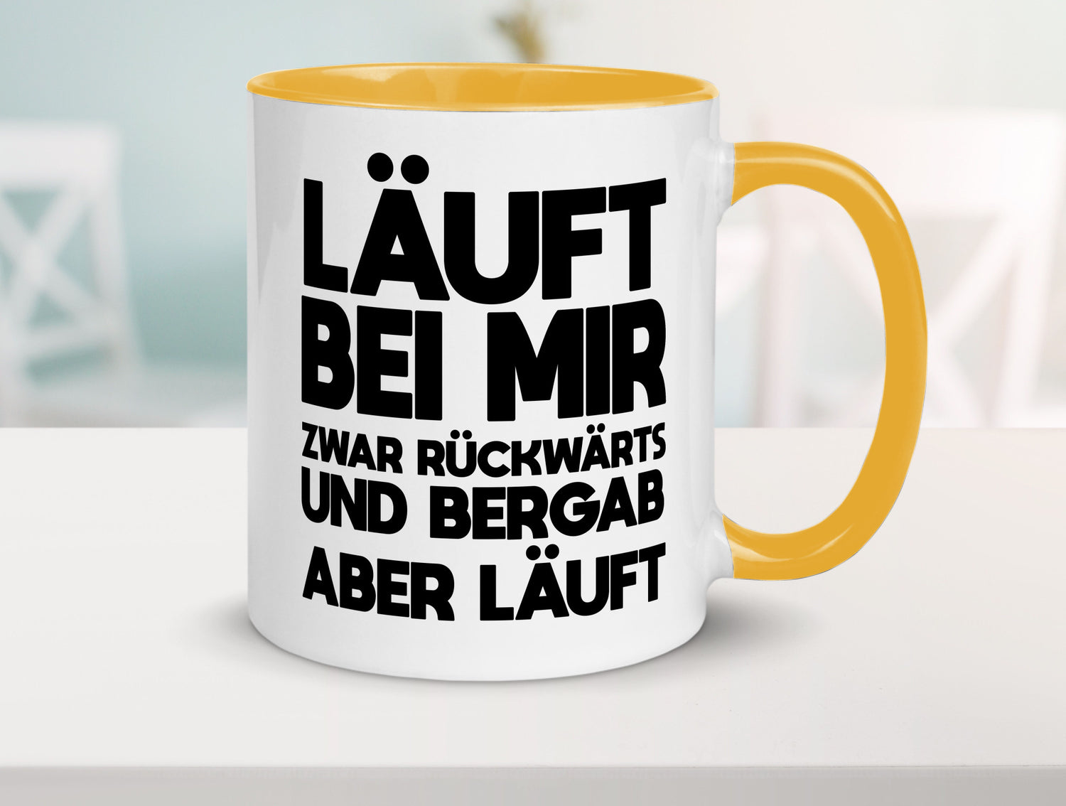 Läuft bei mir | Rückwerts aber Motivation Geschenkidee Humor Tasse
