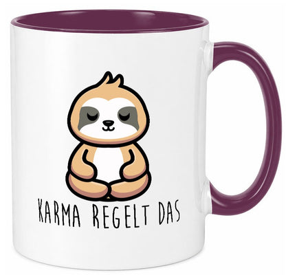 Karma regelt das | Yoga Faultier Meditation Chillen Geschenk Tierliebhaber Tasse