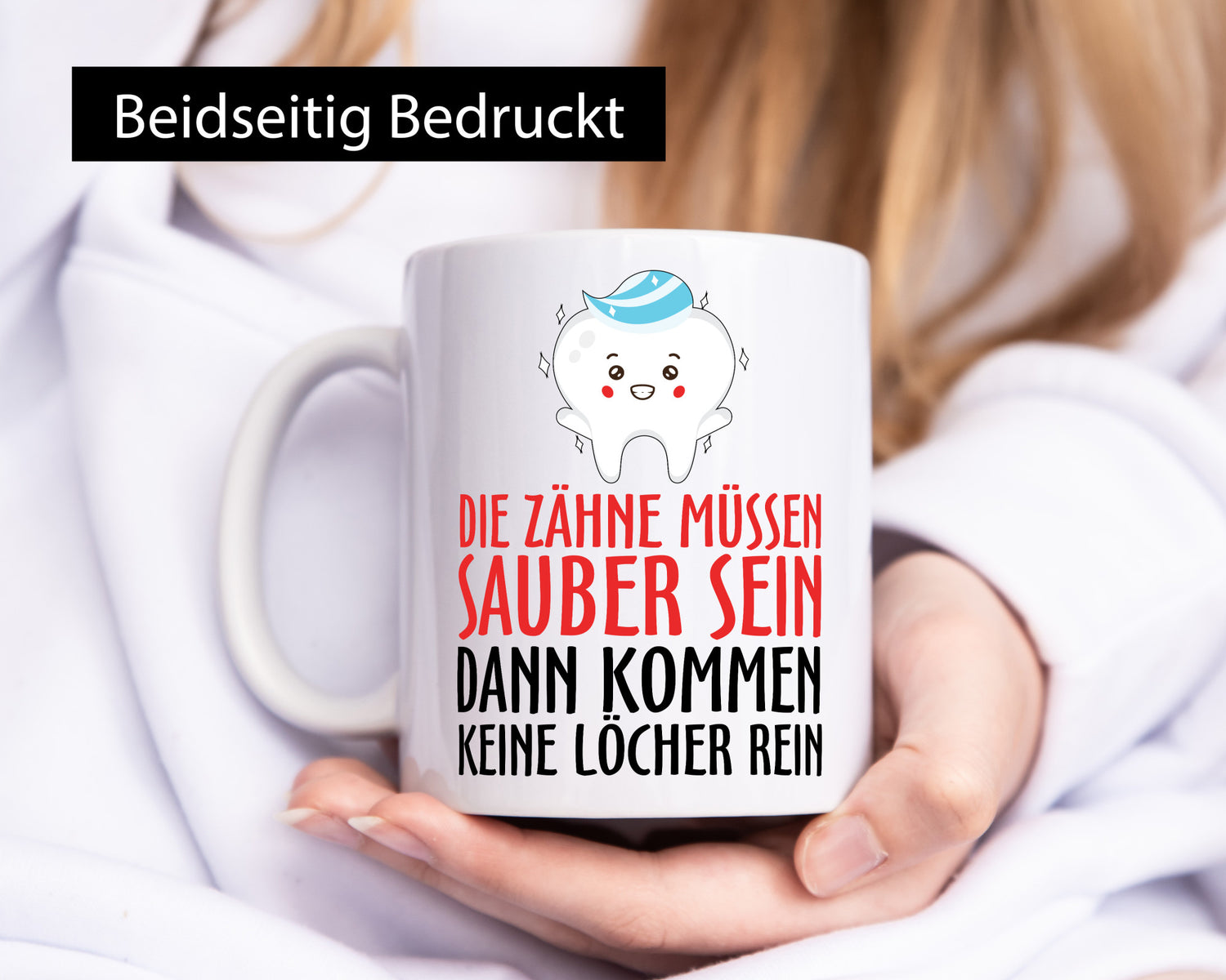Sauber Zähne lustiger Spruch Geschenk Humor Geschenkidee Tasse