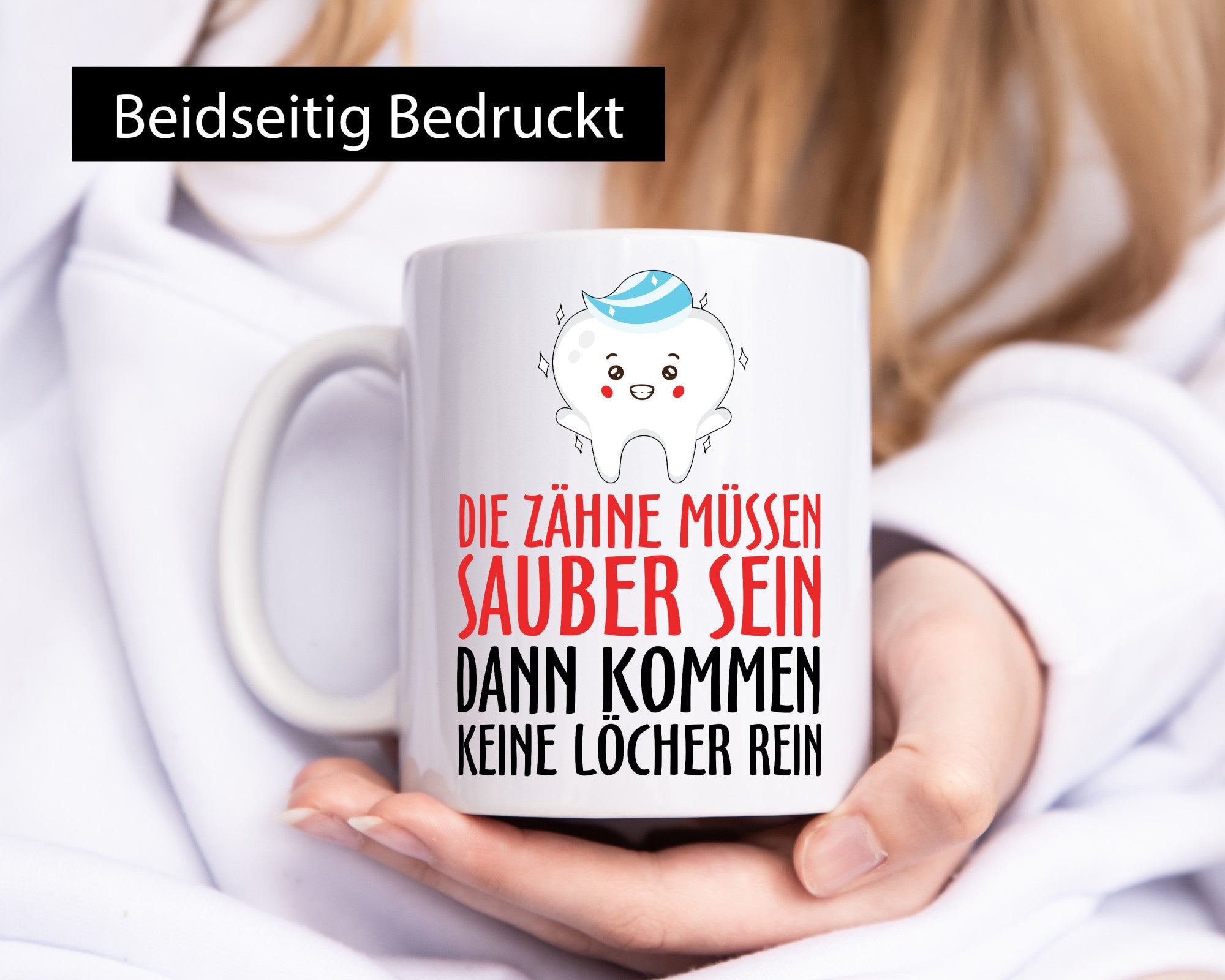 Sauber Zähne lustiger Spruch Geschenk Humor Geschenkidee Tasse