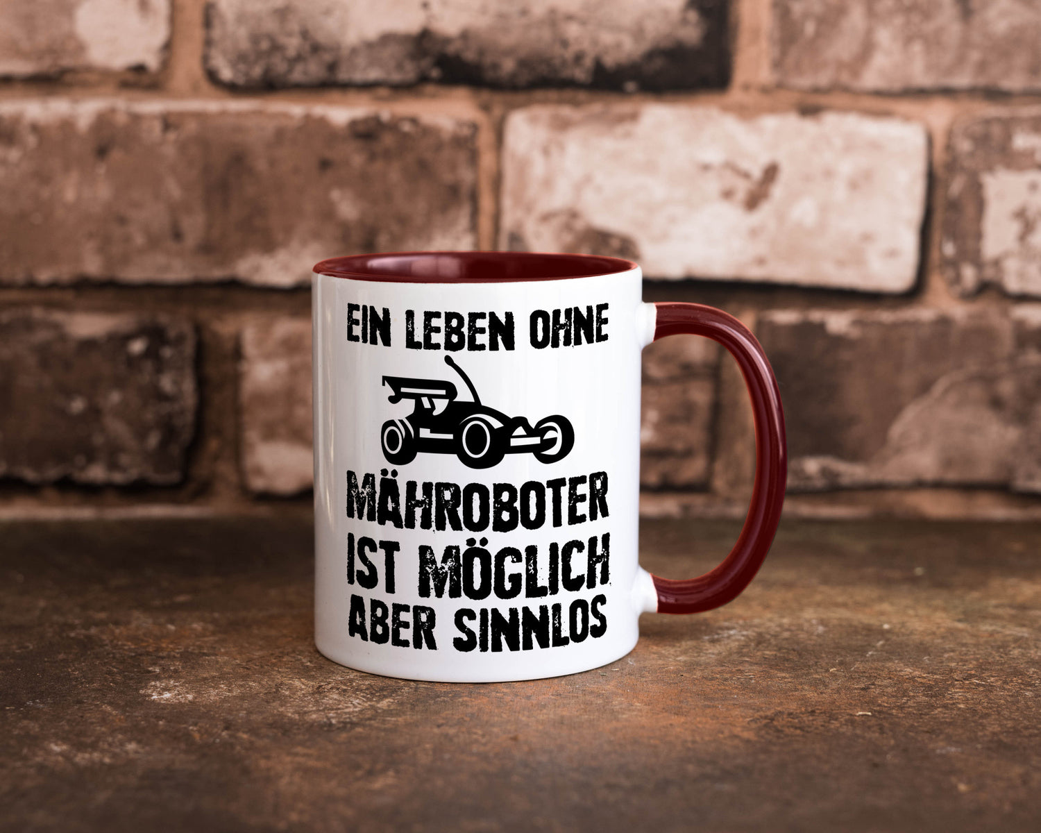 Leben oihne Mähroboter, möglich, aber sinnlos | Garten Geschenkidee Humor Tasse