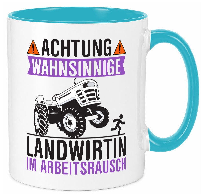 Landwirtin im Arbeitsrausch | Bauer Achtung! lustiger Spruch Geschenk Arbeit Tasse