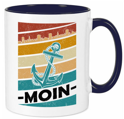 Moin | Kapitän Hafen Anker See Meer Segeln v2 Geschenk Humor Geschenkidee Tasse