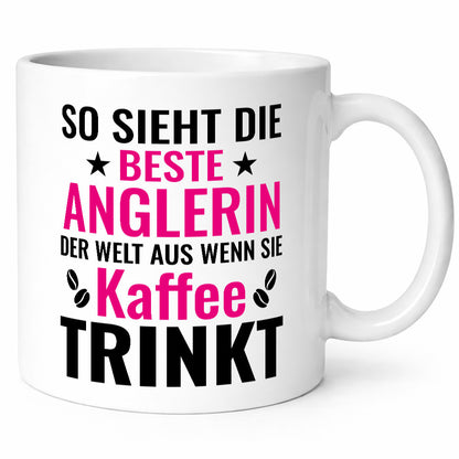 Kaffee trinkt: Anglerin | Angeln Fischerin Geschenkidee Humor Tasse