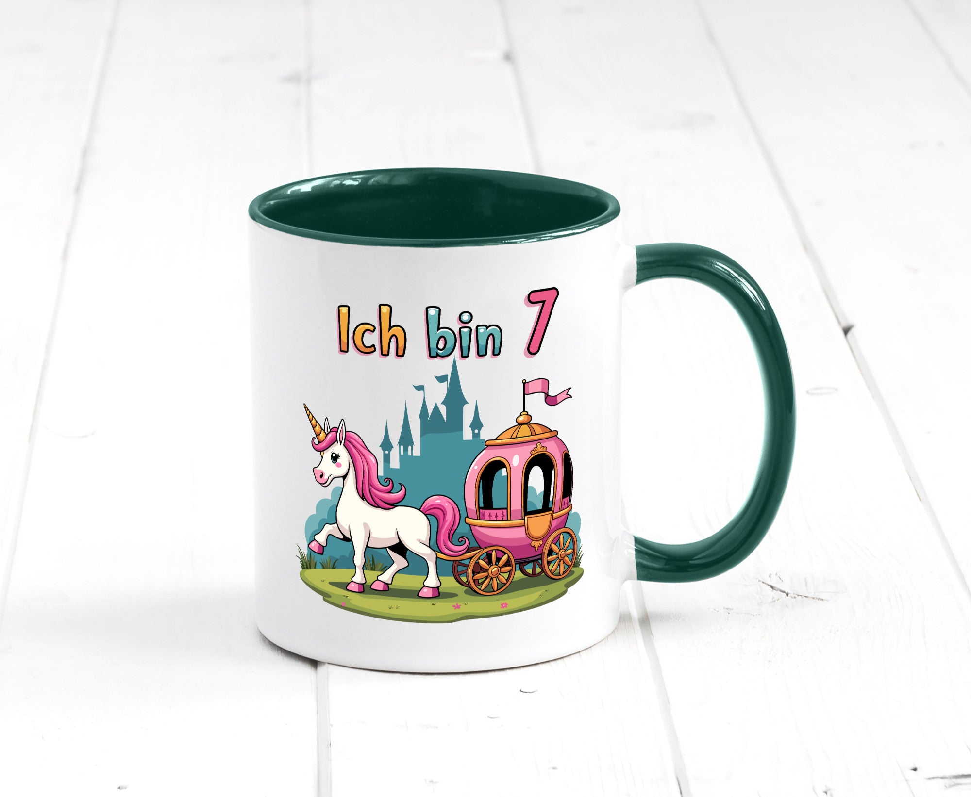 7. Geburtstag | Prinzessin in Kutsche Einhorn lustiger Spruch Geschenk