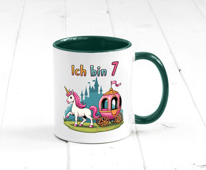 7. Geburtstag | Prinzessin in Kutsche Einhorn lustiger Spruch Geschenk