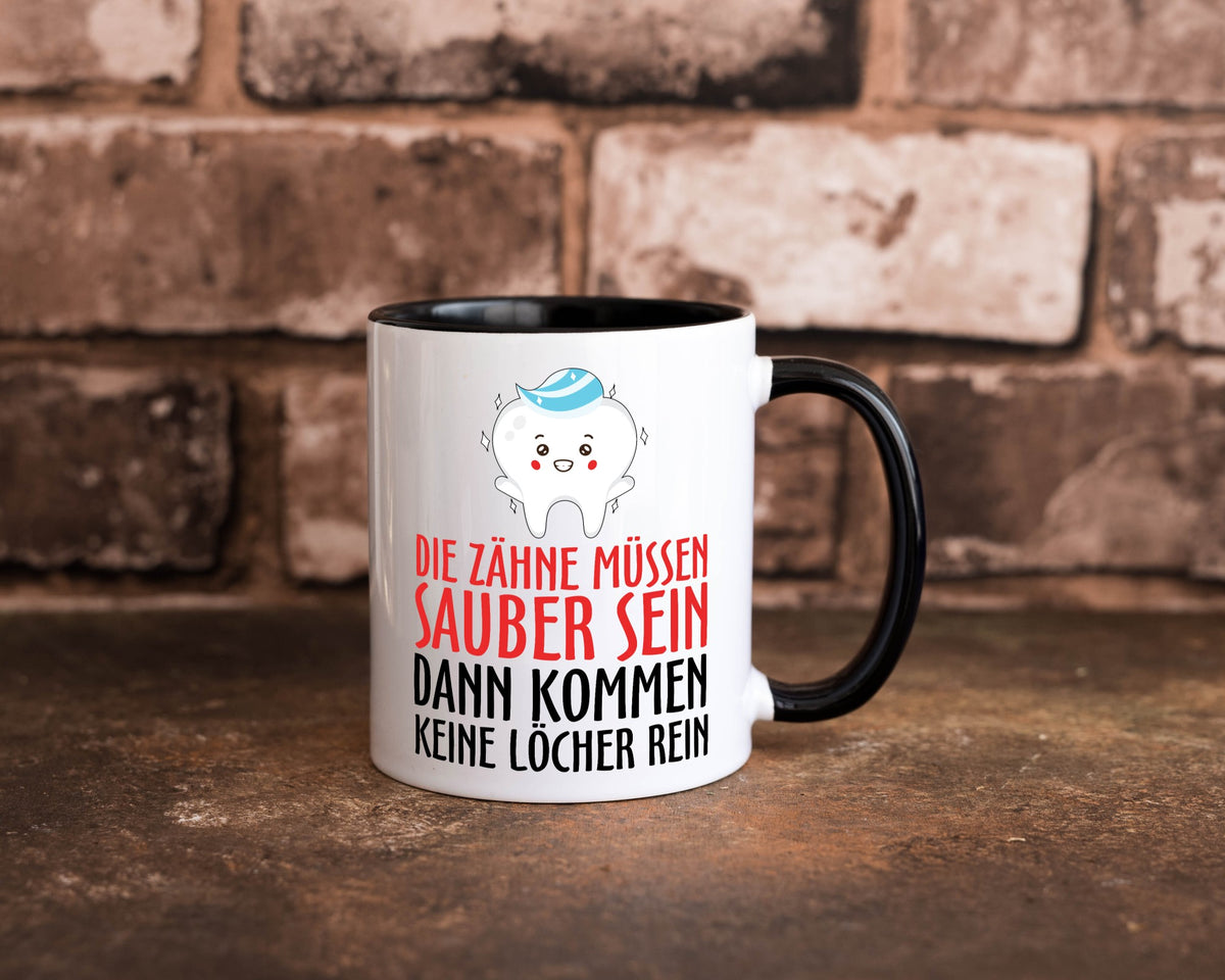 Sauber Zähne lustiger Spruch Geschenk Humor Geschenkidee Tasse