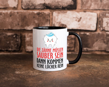Sauber Zähne lustiger Spruch Geschenk Humor Geschenkidee Tasse