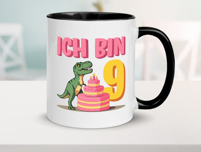 9 Geburtstag | Jahre Dinosaurier mit Kuchen Geschenk Geschenkidee lustiger Tasse
