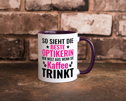 Kaffee trinkt: Optikerin | Augenoptik Geschenkidee Humor Tasse