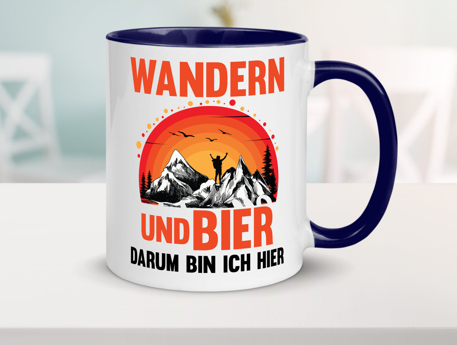 Wandern und Bier darum bin ich hier | lustiger Spruch Geschenk Humor