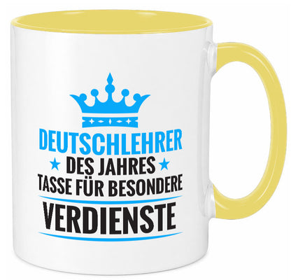 Besonderer Verdienst: Deutschlehrer | Lehrer Schule lustig Humor Geschenkidee Tasse