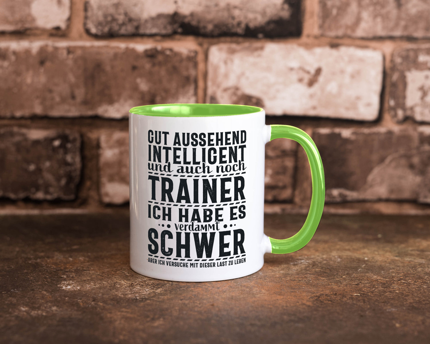 Gut aussehender Trainer |gestrichelte Linie | Punkte lustiger Spruch Geschenk