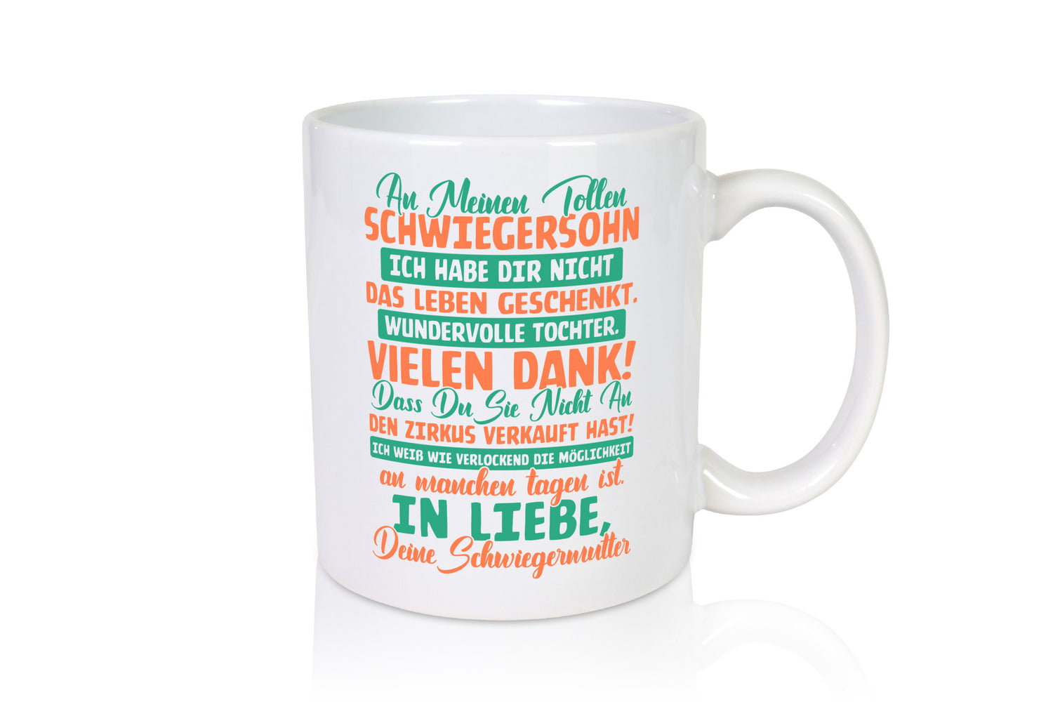 An meinen tollen Schwiegersohn vl3 Humor Familie Geschenkidee Tasse
