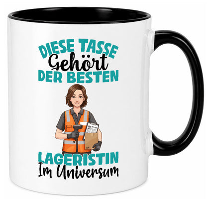 Im Universum: Lageristin | Beruf Lager Arbeiterin Humor Arbeit Kollegen Büro Tasse