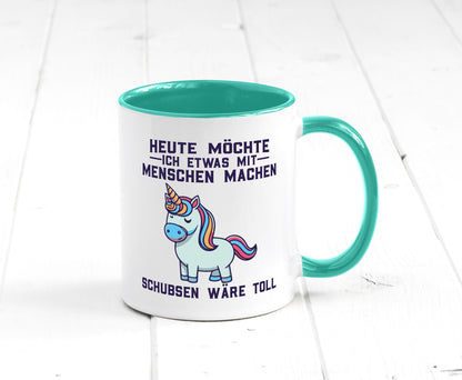 Heute möchte ich Menschen schubsen | Einhorn v2 Geschenk Humor Geschenkidee