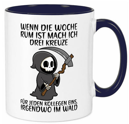 Wenn die Woche rum ist | Sensenmann Kollegen Büro Job lustiger Spruch Geschenk Tasse