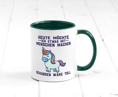 Heute möchte ich Menschen schubsen | Einhorn v2 Geschenk Humor Geschenkidee