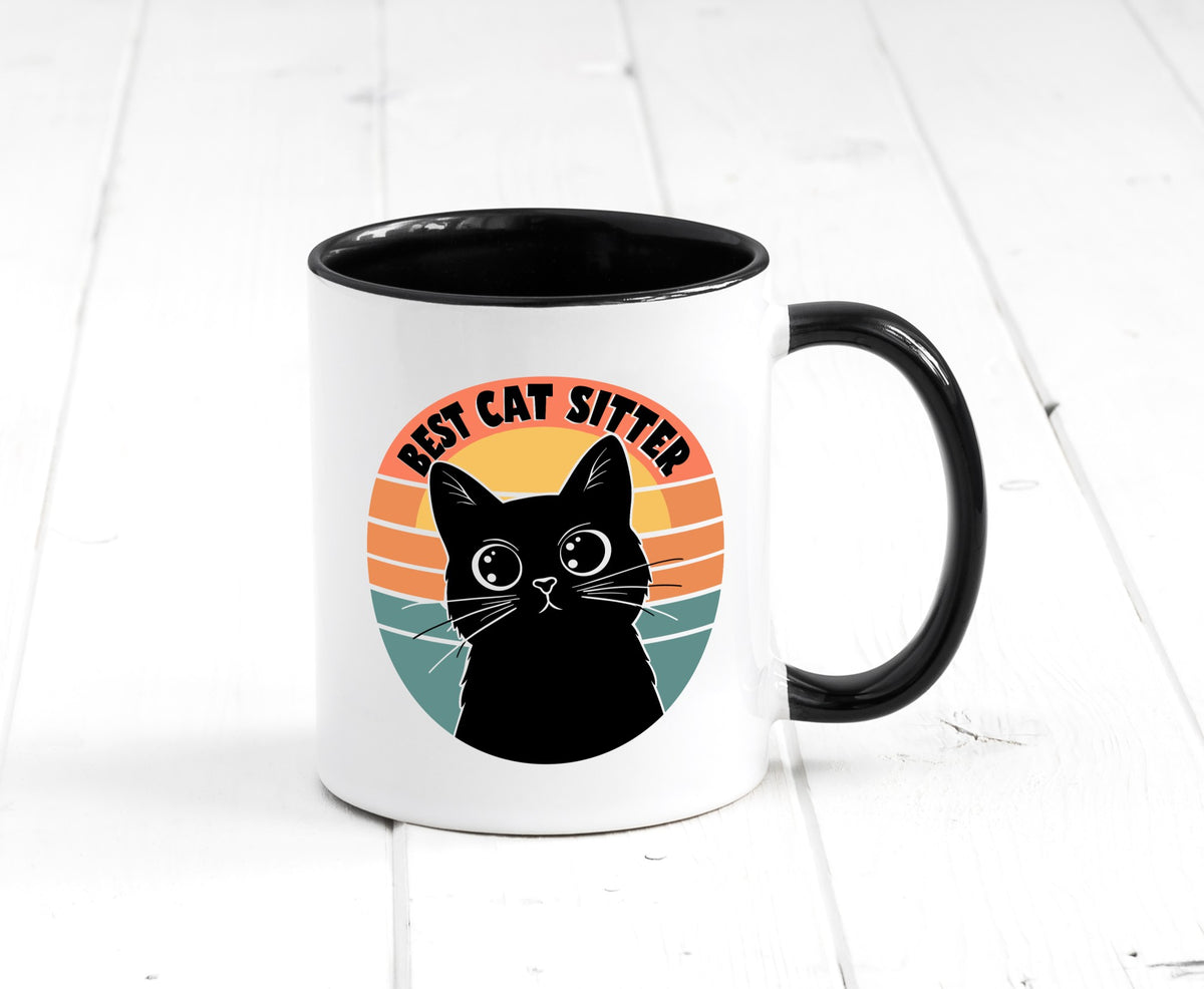Bets Cat Sitter | Schwarze Katze Katzenliebhaber Geschenk Tierliebhaber Humor Tasse