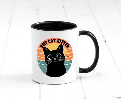 Bets Cat Sitter | Schwarze Katze Katzenliebhaber Geschenk Tierliebhaber Humor Tasse