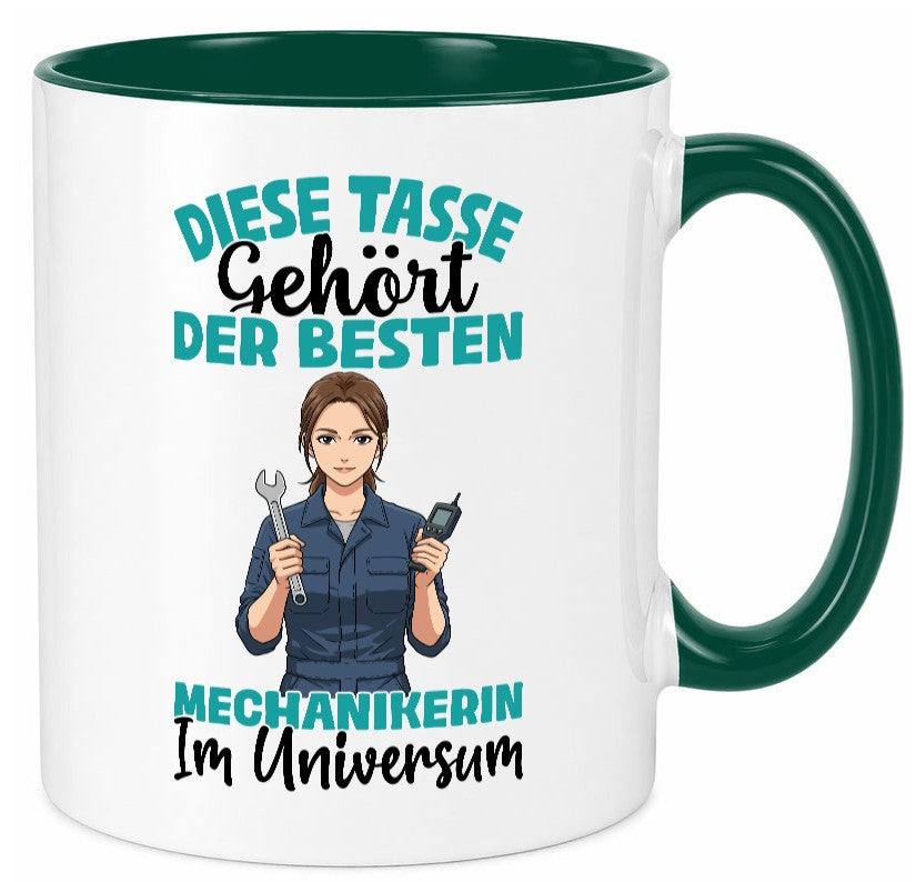 Im Universum: Mechanikerin | KFZ lustiger Spruch Geschenk Humor Geschenkidee Tasse