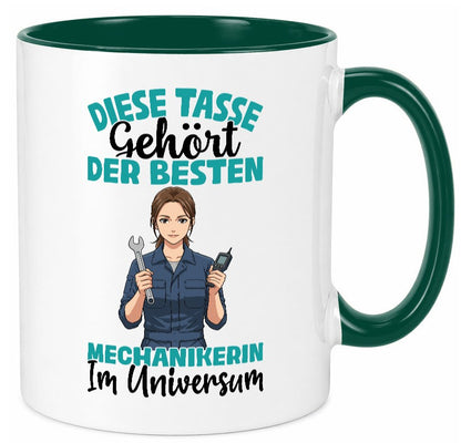 Im Universum: Mechanikerin | KFZ lustiger Spruch Geschenk Humor Geschenkidee Tasse