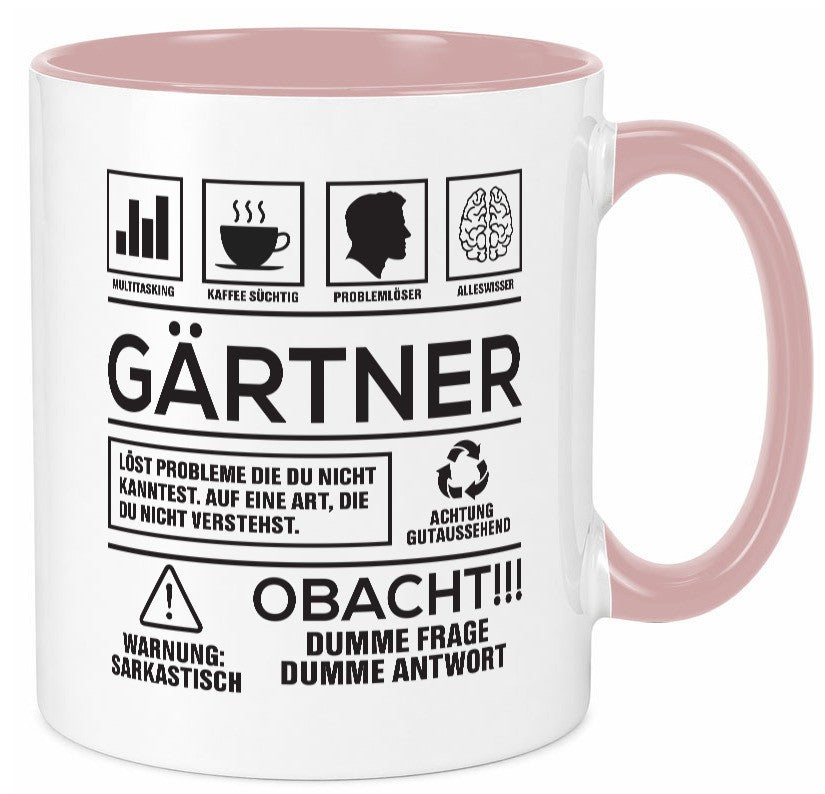 Achtung Probleme Gärtner | Gartenbau Geschenkidee Humor Tasse