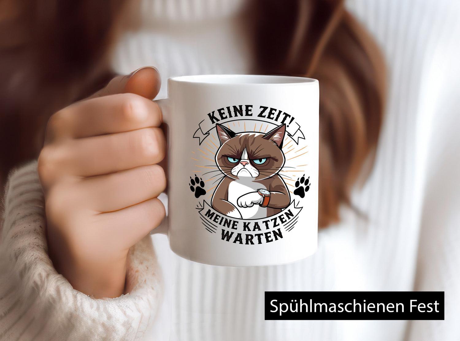 Keine Zeit meine Katzen Warten | Schwarze Katze Geschenkidee Tierliebhaber