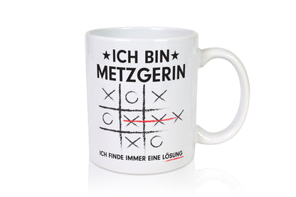 Löse Probleme: Metzgerin | Fleischerin Humor Geschenkidee Tasse