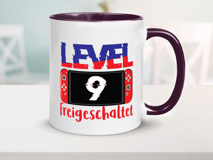 Level 9 Freigeschaltet | 9. Geburtstag Zocker Gamer Humor Geschenkidee Tasse