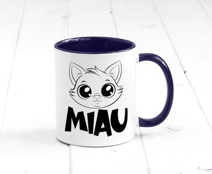 Miau | Katze Geschenkidee Tierliebhaber Humor Tasse