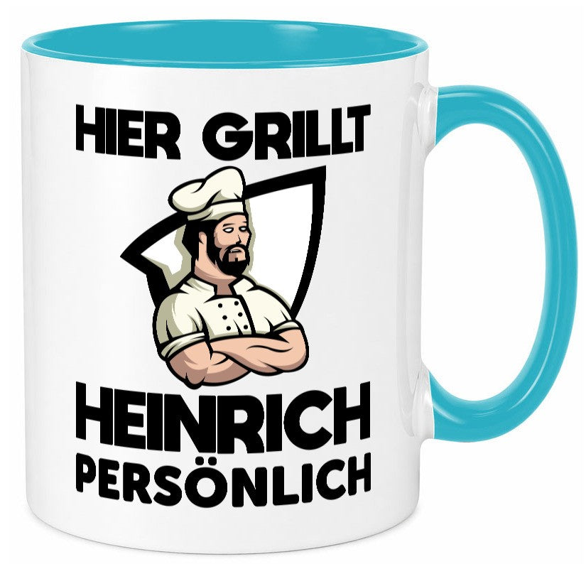 Hier Grillt Heinrich Persönlich | Grillmeister Geschenk Humor Geschenkidee Tasse
