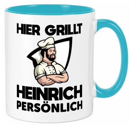 Hier Grillt Heinrich Persönlich | Grillmeister Geschenk Humor Geschenkidee Tasse