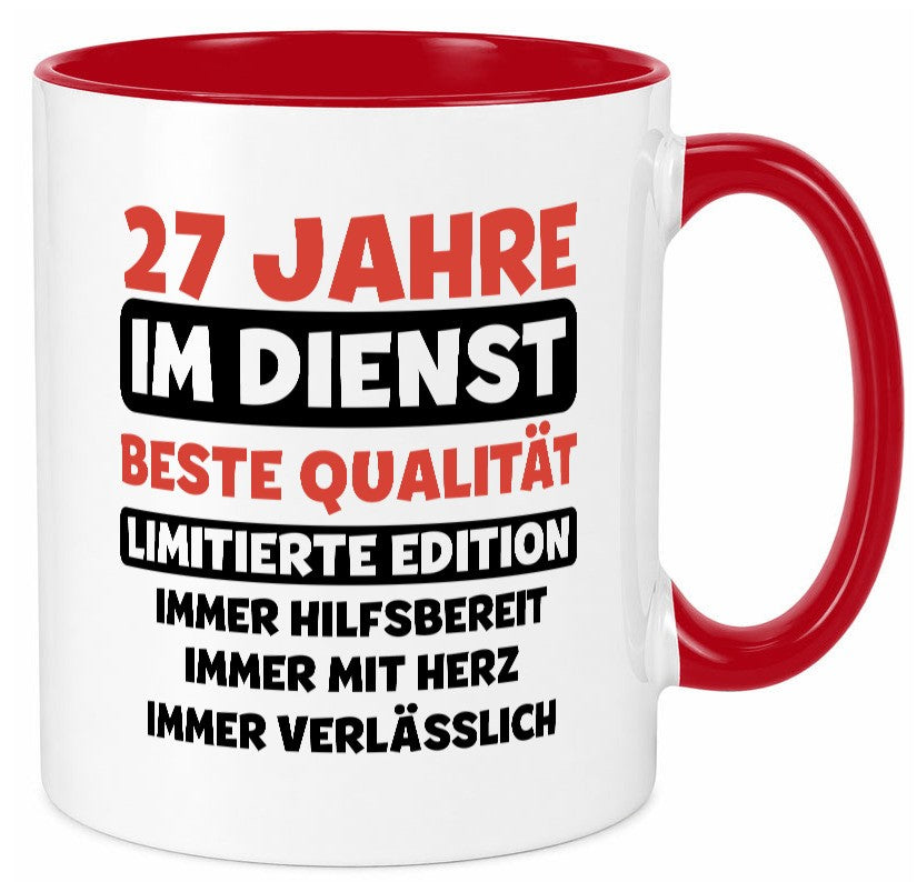 27 Jahre im Dienst | Jubiläum Arbeit v3 Geschenk Kollegen Büro lustiger Spruch Tasse