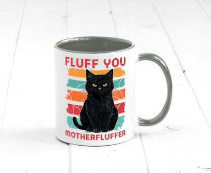 Fluff you Motherfluffer | Schwarze Katze Böse Humor Tierliebhaber Geschenkidee
