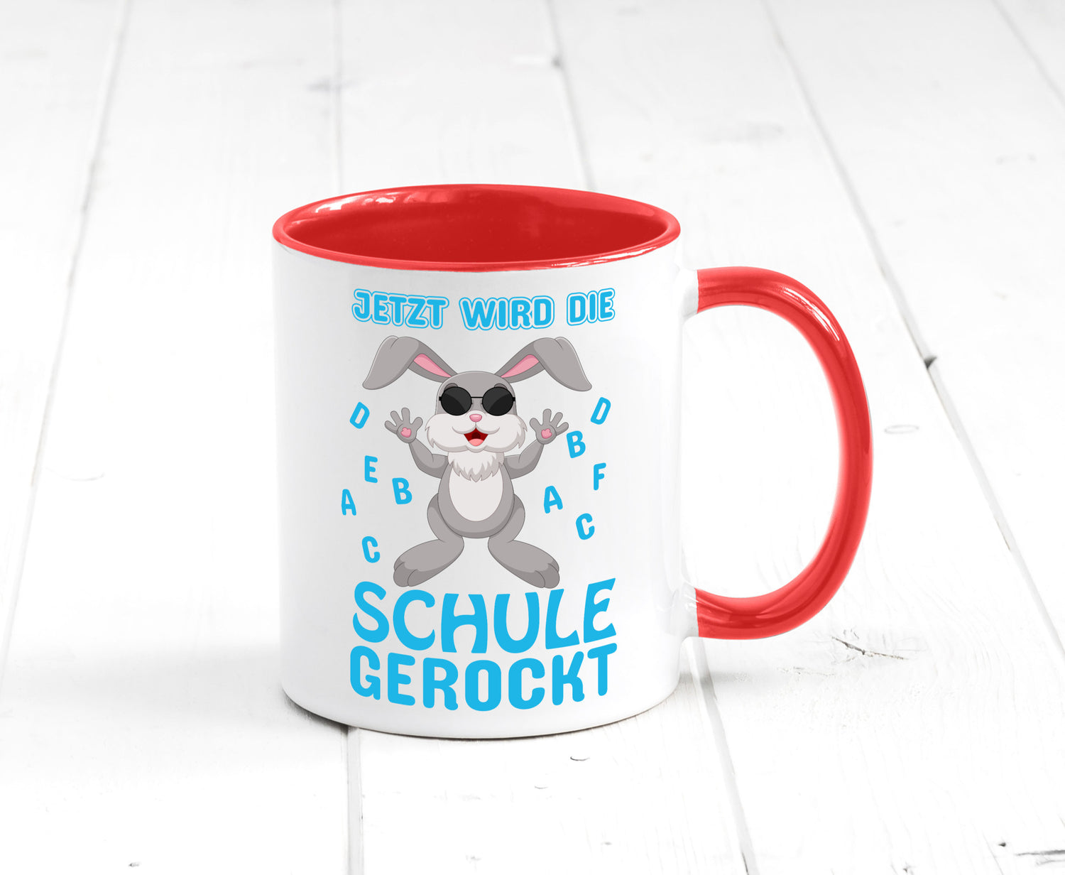 Schule wird gerockt | Schulbeginn Tasse cooler Hase lustiger Spruch Geschenk