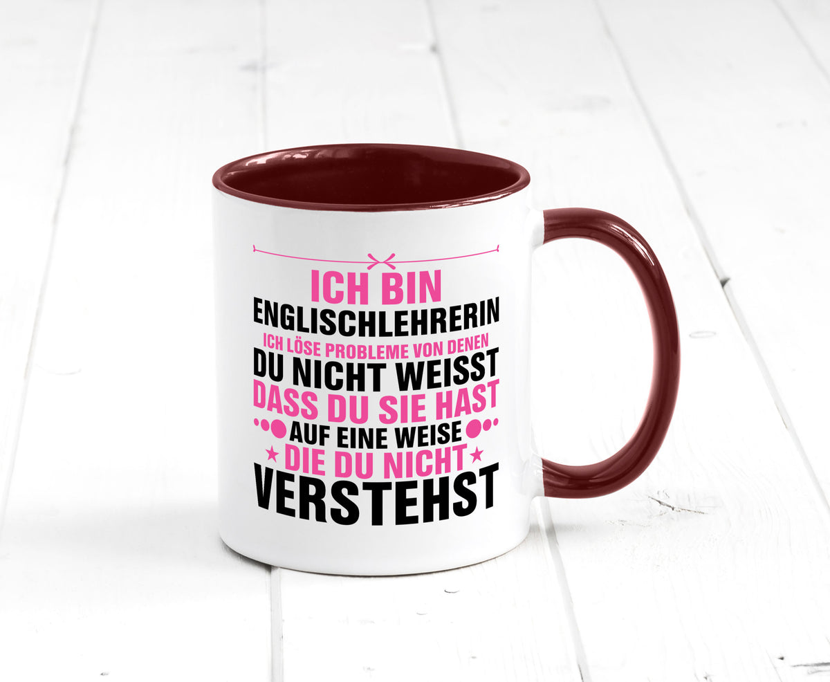 Löse Probleme: Englischlehrerin | Englisch Lehrerin Geschenk Humor Geschenkidee Tasse