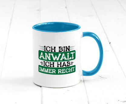Ich bin Anwalt habe immer Recht | Jura Humor Geschenkidee Tasse