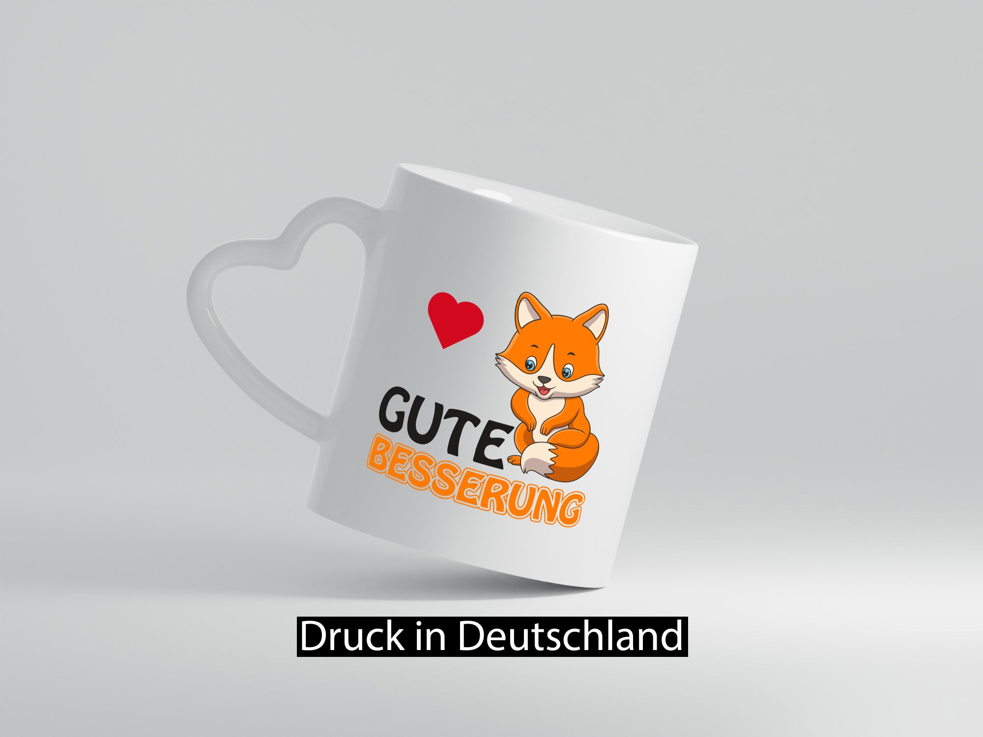 Gute Besserung | Genesung Tasse Fuchs mit Herzen lustig Humor Geschenkidee