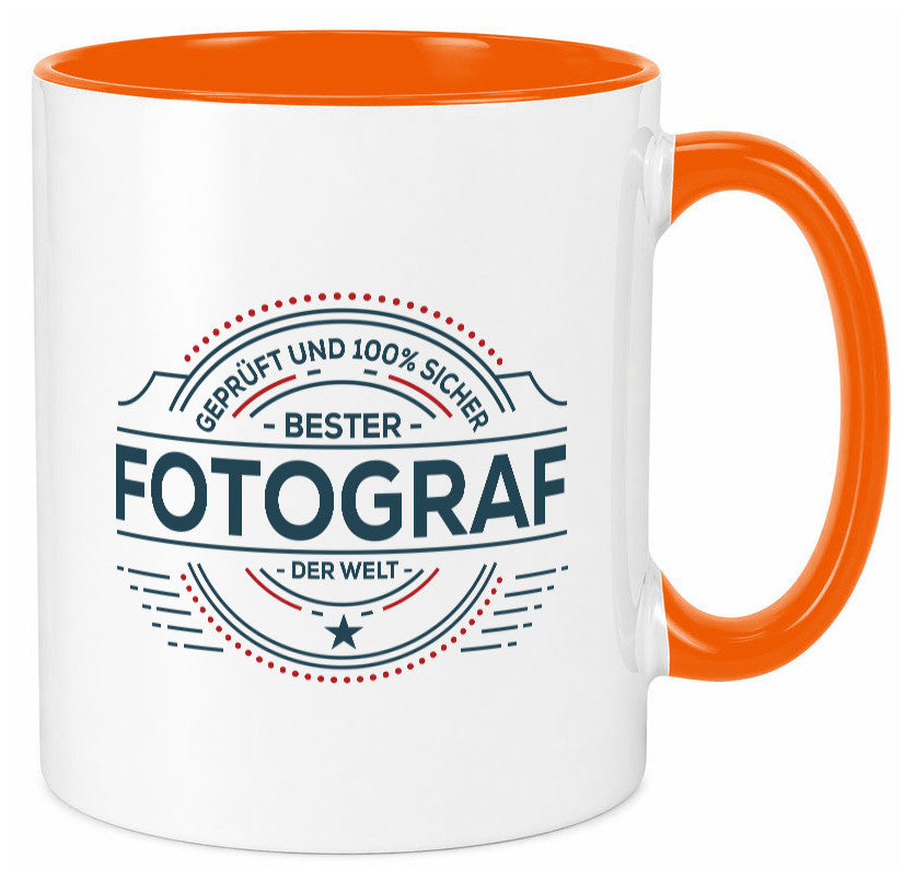 Geprüft und sicher: Fotograf | Fotografie Kamera Humor Geschenkidee Tasse